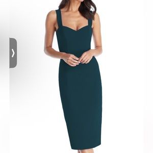 Dress the Population Elle Sweetheart neck Sheath Midi Dress in Peacock
